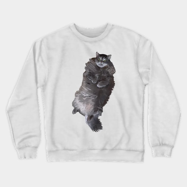 Gray Long Haired Cat Crewneck Sweatshirt by Booneb